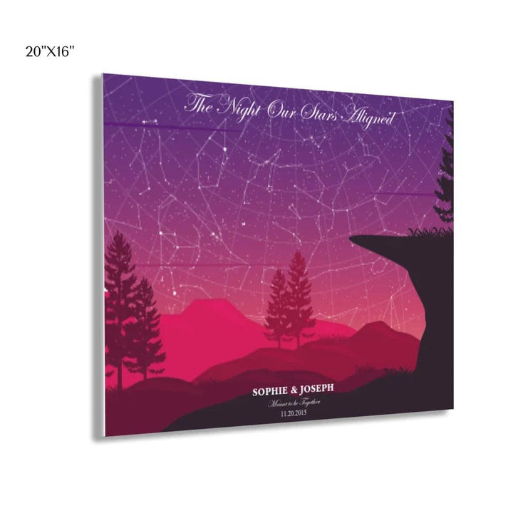 Custom Wall Art - Crimson Cliff Landscape Star Map - ARTFULANE