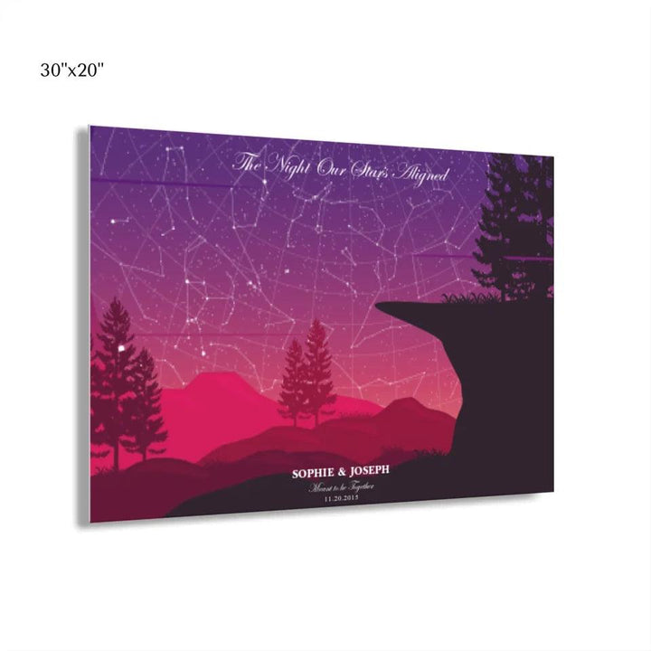 Custom Wall Art - Crimson Cliff Landscape Star Map - ARTFULANE