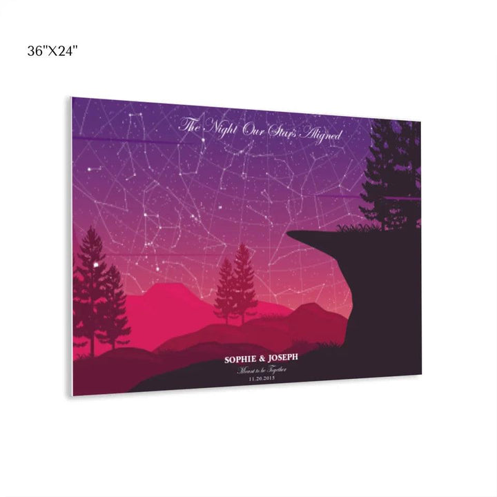 Custom Wall Art - Crimson Cliff Landscape Star Map - ARTFULANE