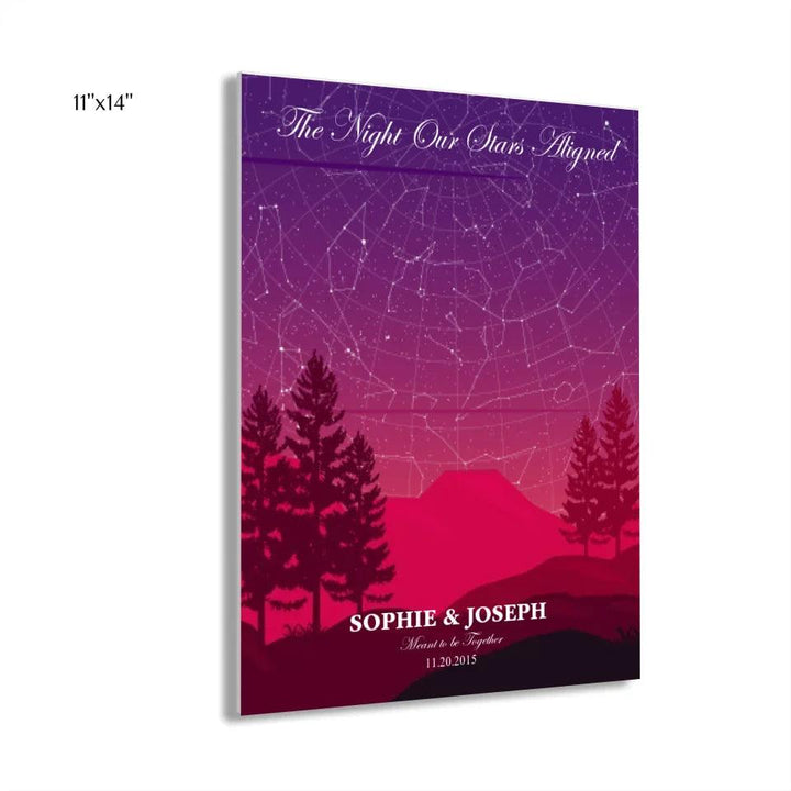Custom Wall Art - Crimson Cliff Landscape Star Map - ARTFULANE