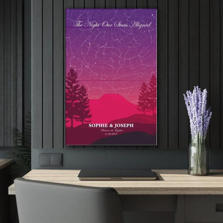 Custom Wall Art - Crimson Cliff Landscape Star Map - ARTFULANE