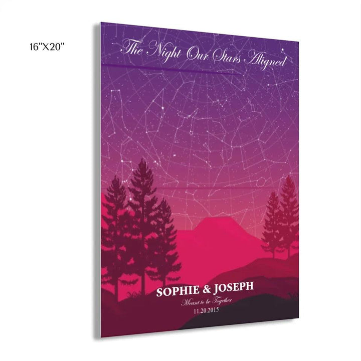 Custom Wall Art - Crimson Cliff Landscape Star Map - ARTFULANE
