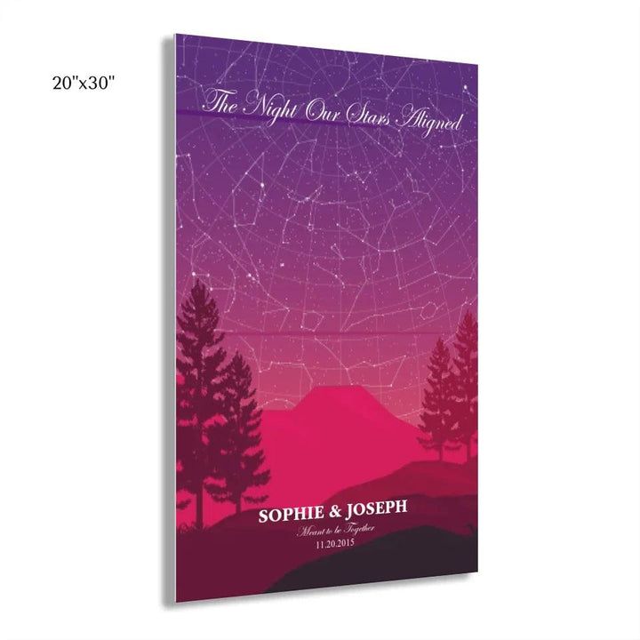 Custom Wall Art - Crimson Cliff Landscape Star Map - ARTFULANE