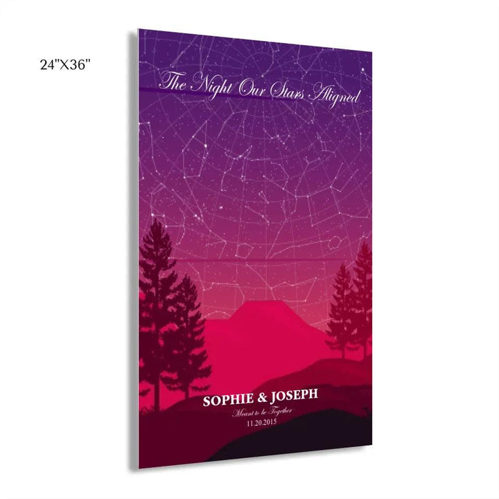 Custom Wall Art - Crimson Cliff Landscape Star Map - ARTFULANE