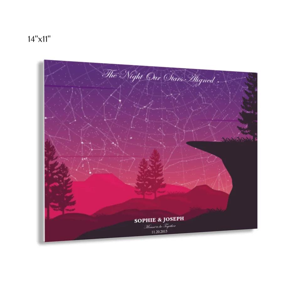Custom Wall Art - Crimson Cliff Landscape Star Map - ARTFULANE
