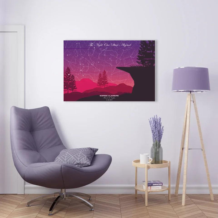 Custom Wall Art - Crimson Cliff Landscape Star Map - ARTFULANE