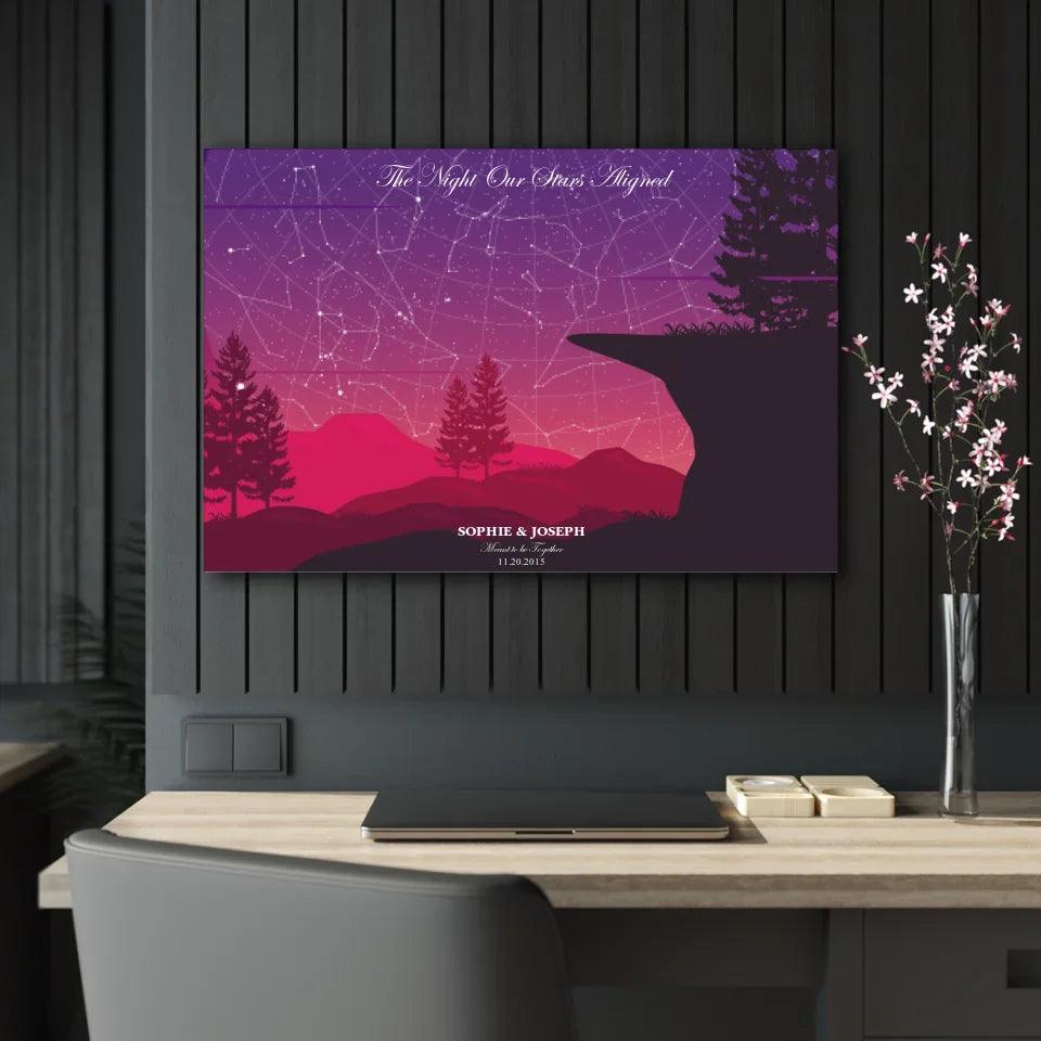 Custom Wall Art - Crimson Cliff Landscape Star Map - ARTFULANE
