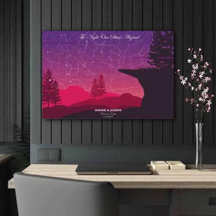 Custom Wall Art - Crimson Cliff Landscape Star Map - ARTFULANE