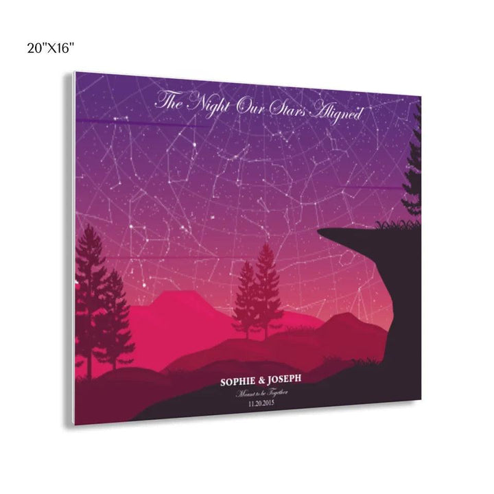 Custom Wall Art - Crimson Cliff Landscape Star Map - ARTFULANE