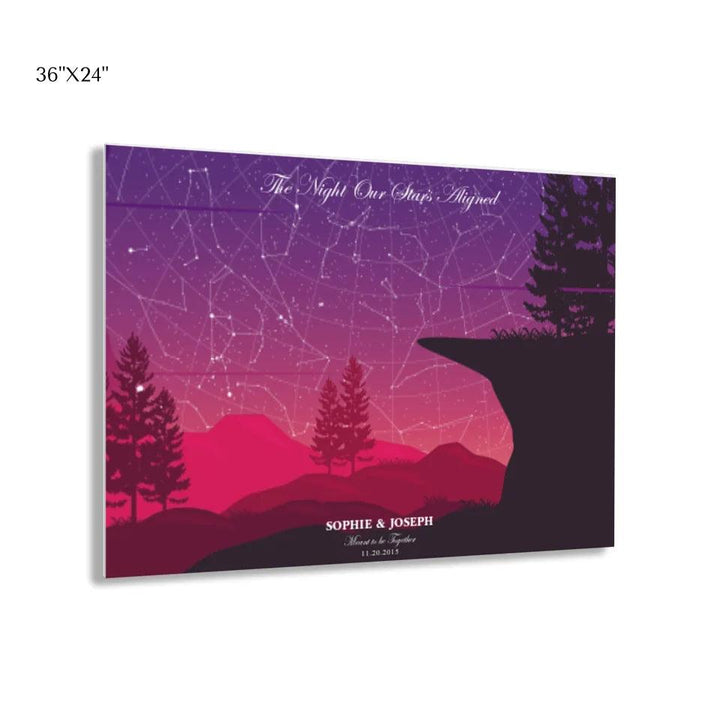 Custom Wall Art - Crimson Cliff Landscape Star Map - ARTFULANE