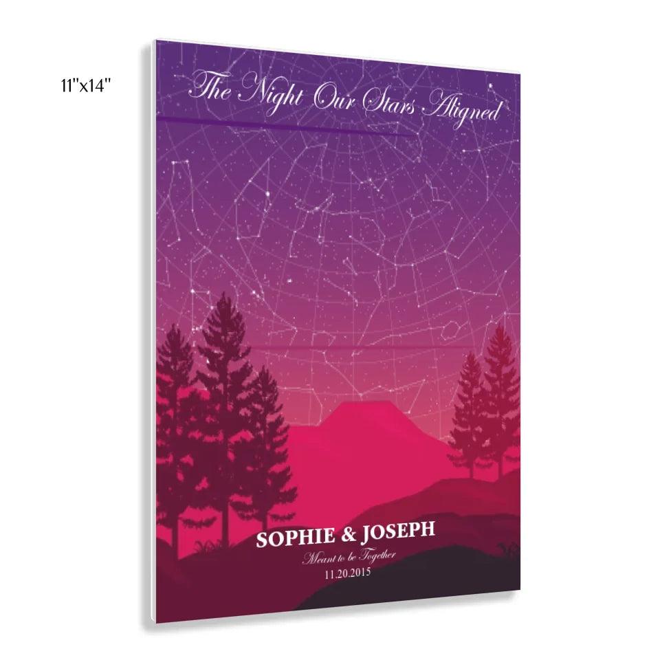 Custom Wall Art - Crimson Cliff Landscape Star Map - ARTFULANE