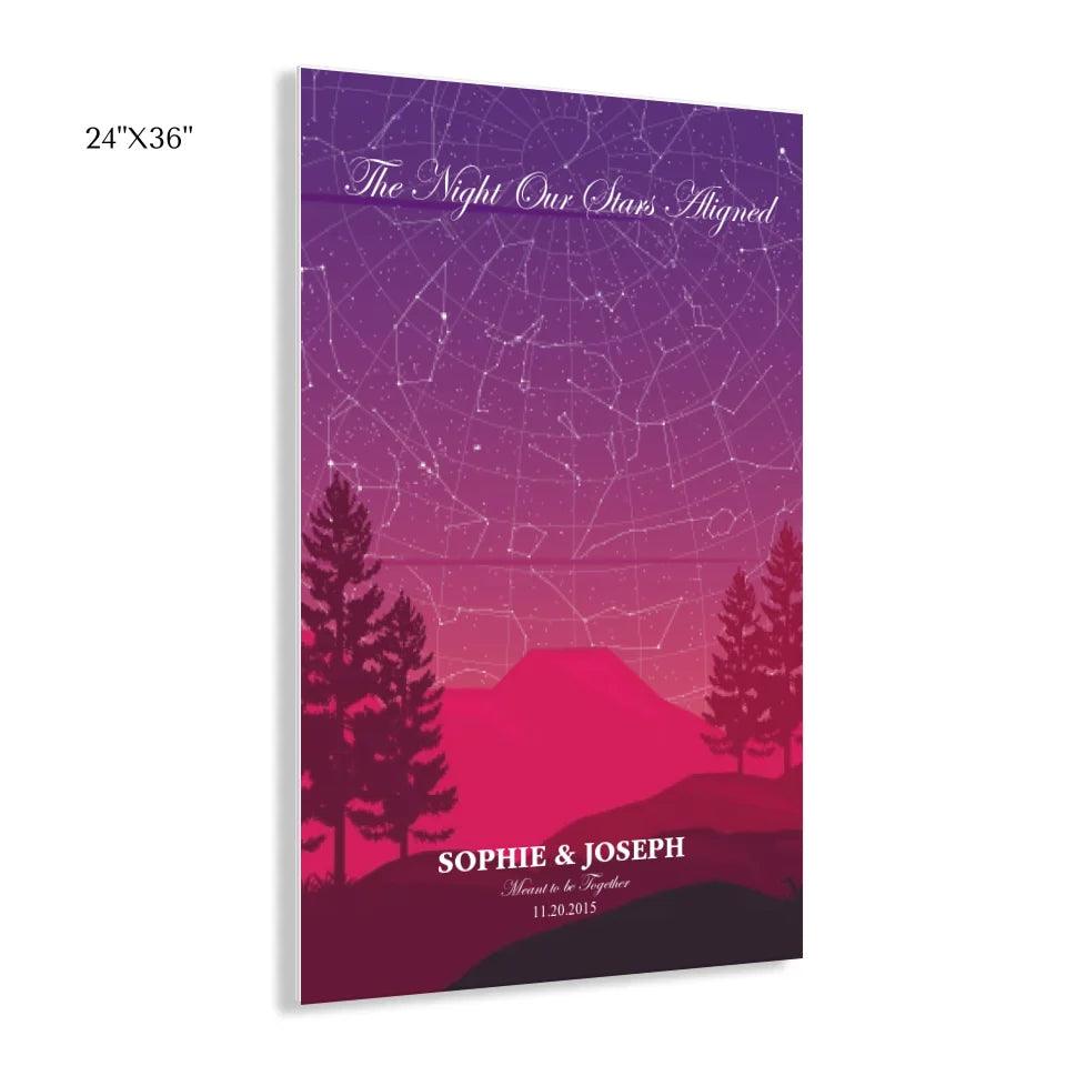 Custom Wall Art - Crimson Cliff Landscape Star Map - ARTFULANE