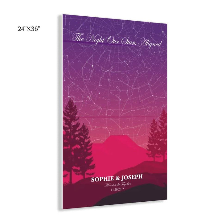 Custom Wall Art - Crimson Cliff Landscape Star Map - ARTFULANE