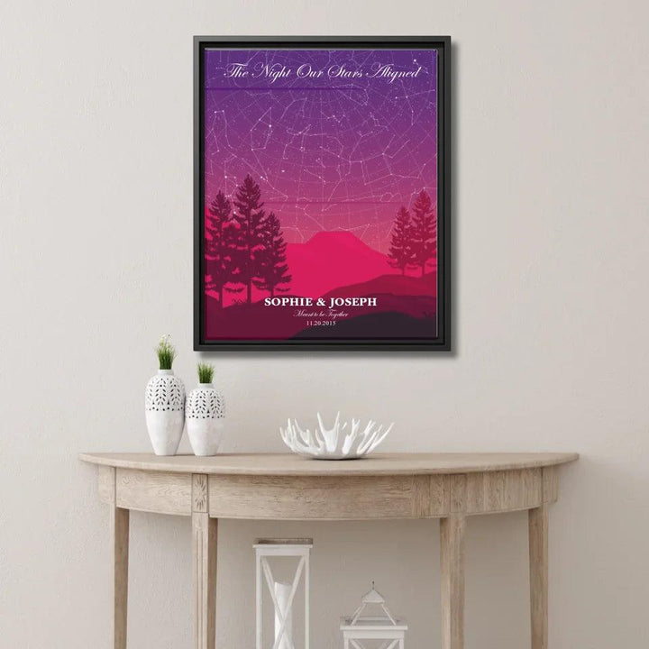 Custom Wall Art - Crimson Cliff Landscape Star Map - ARTFULANE