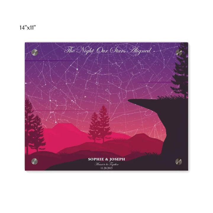 Custom Wall Art - Crimson Cliff Landscape Star Map - ARTFULANE