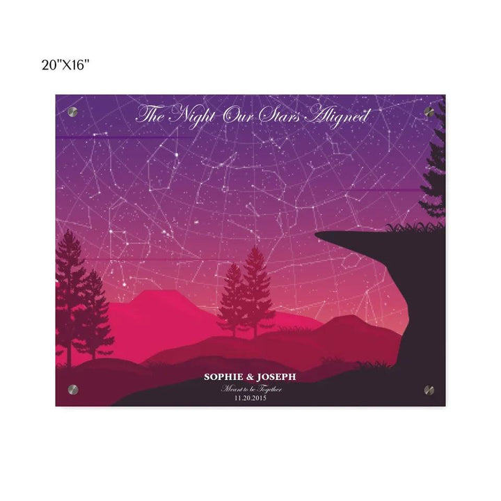 Custom Wall Art - Crimson Cliff Landscape Star Map - ARTFULANE