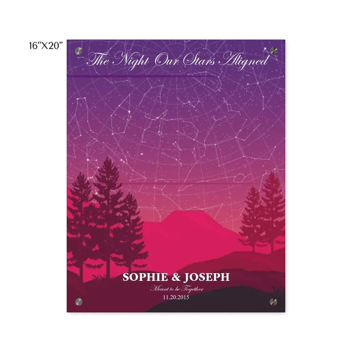 Custom Wall Art - Crimson Cliff Landscape Star Map - ARTFULANE