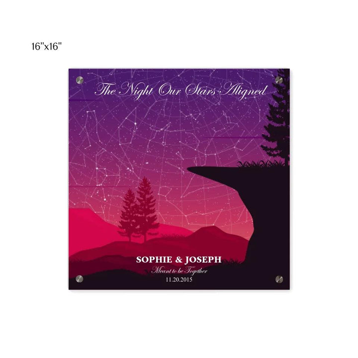 Custom Wall Art - Crimson Cliff Landscape Star Map - ARTFULANE