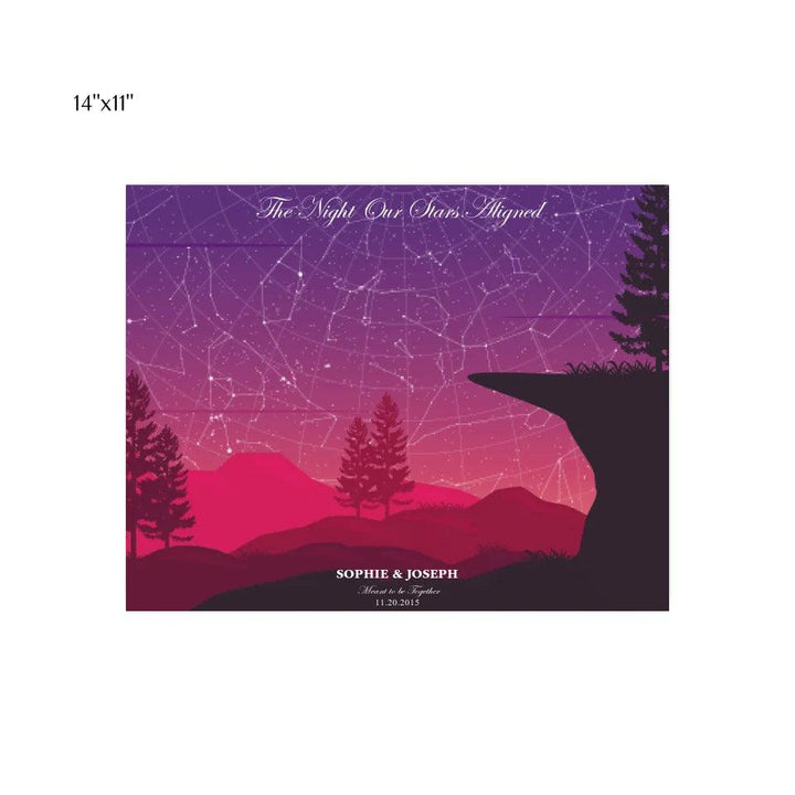 Custom Wall Art - Crimson Cliff Landscape Star Map - ARTFULANE