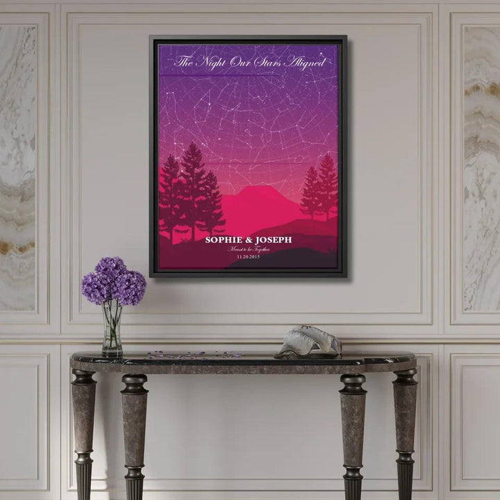 Custom Wall Art - Crimson Cliff Landscape Star Map - ARTFULANE