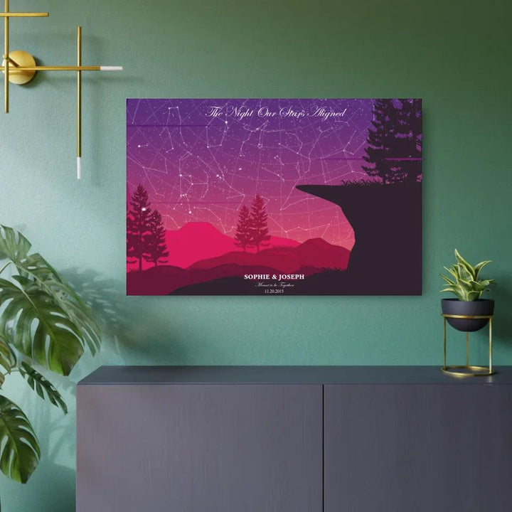 Custom Wall Art - Crimson Cliff Landscape Star Map - ARTFULANE