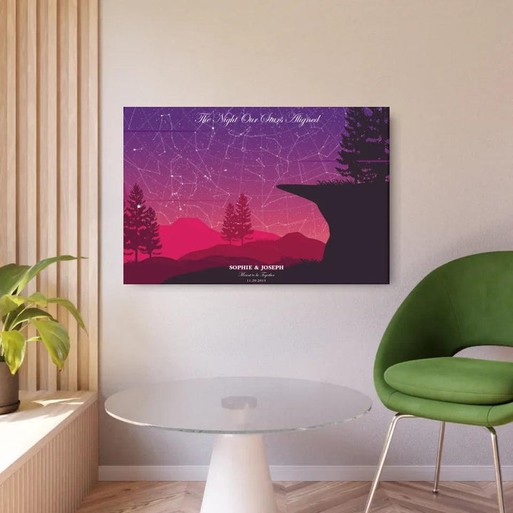 Custom Wall Art - Crimson Cliff Landscape Star Map - ARTFULANE