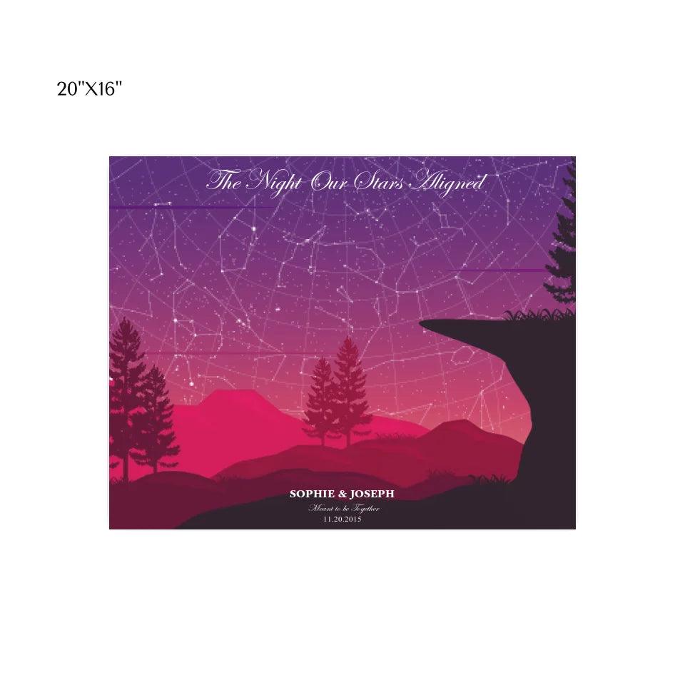 Custom Wall Art - Crimson Cliff Landscape Star Map - ARTFULANE
