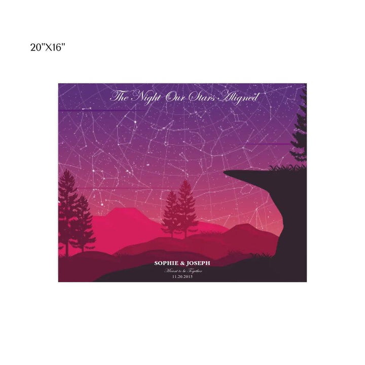Custom Wall Art - Crimson Cliff Landscape Star Map - ARTFULANE