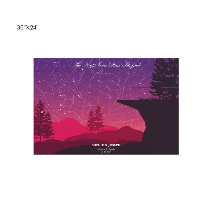 Custom Wall Art - Crimson Cliff Landscape Star Map - ARTFULANE
