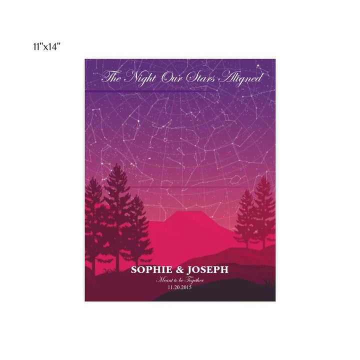 Custom Wall Art - Crimson Cliff Landscape Star Map - ARTFULANE