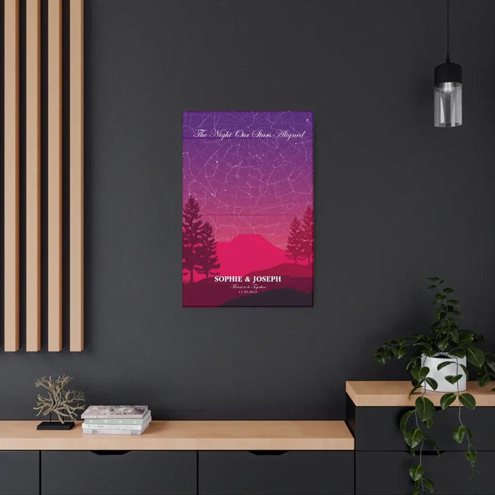 Custom Wall Art - Crimson Cliff Landscape Star Map - ARTFULANE