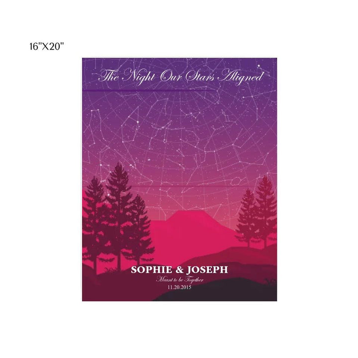 Custom Wall Art - Crimson Cliff Landscape Star Map - ARTFULANE