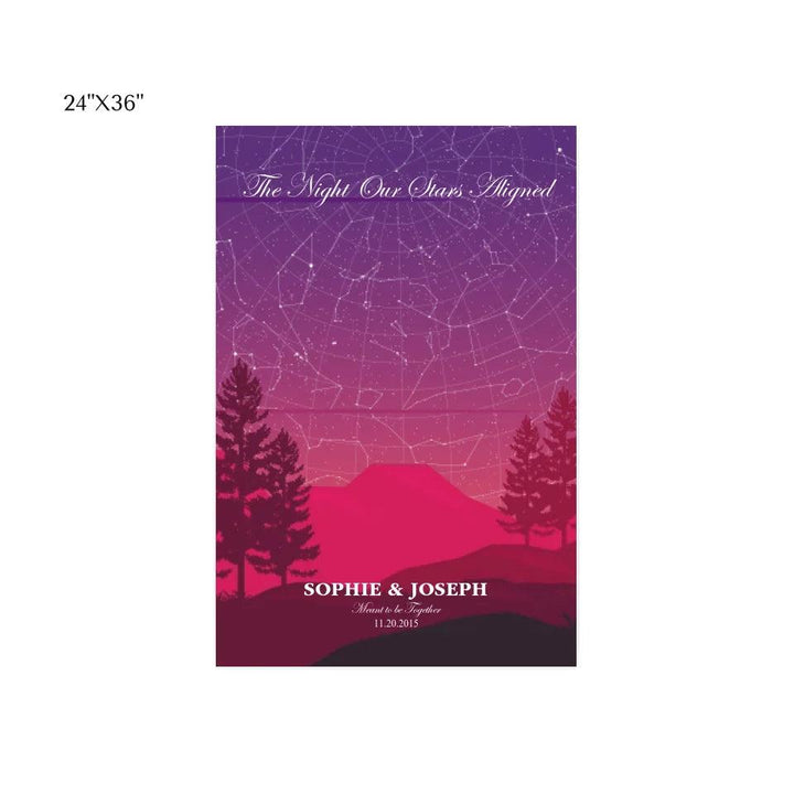 Custom Wall Art - Crimson Cliff Landscape Star Map - ARTFULANE