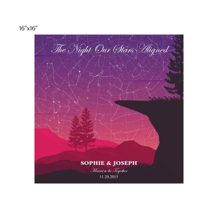 Custom Wall Art - Crimson Cliff Landscape Star Map - ARTFULANE