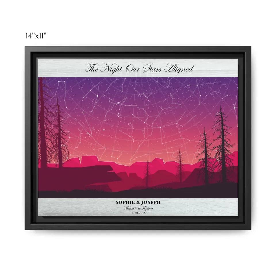 Custom Wall Art - Crimson Landscape Star Map - ARTFULANE