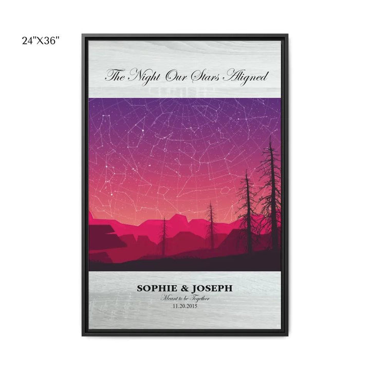 Custom Wall Art - Crimson Landscape Star Map - ARTFULANE