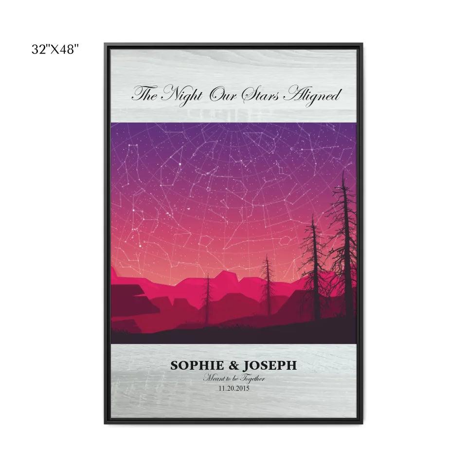 Custom Wall Art - Crimson Landscape Star Map - ARTFULANE