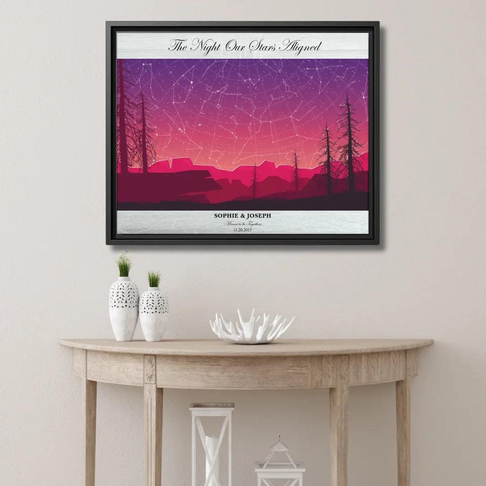 Custom Wall Art - Crimson Landscape Star Map - ARTFULANE