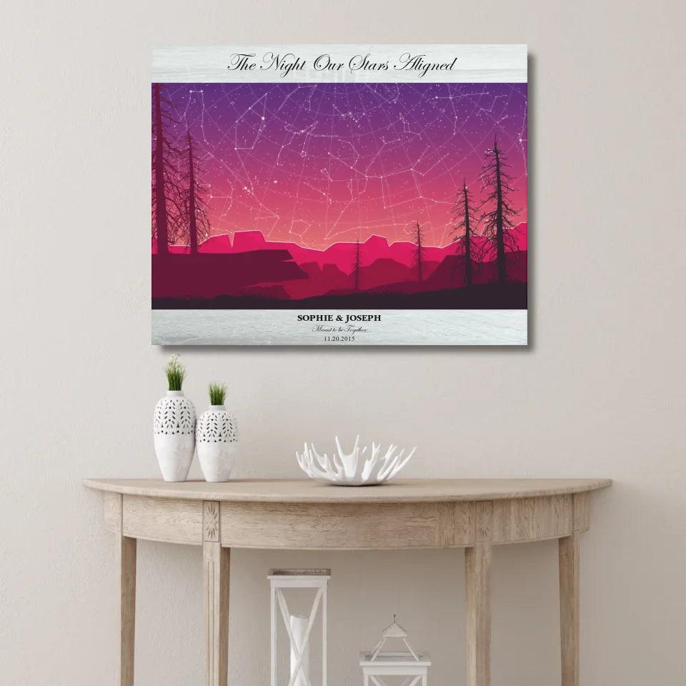 Custom Wall Art - Crimson Landscape Star Map - ARTFULANE