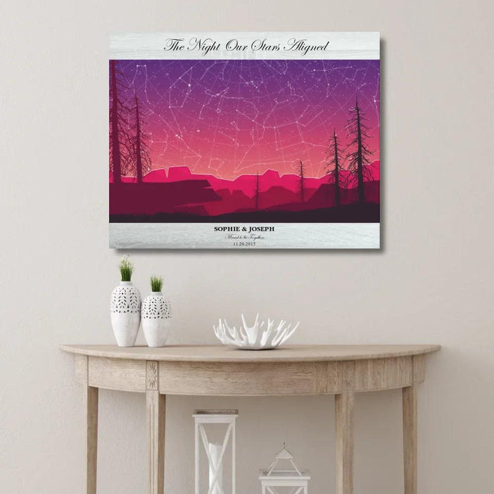 Custom Wall Art - Crimson Landscape Star Map - ARTFULANE