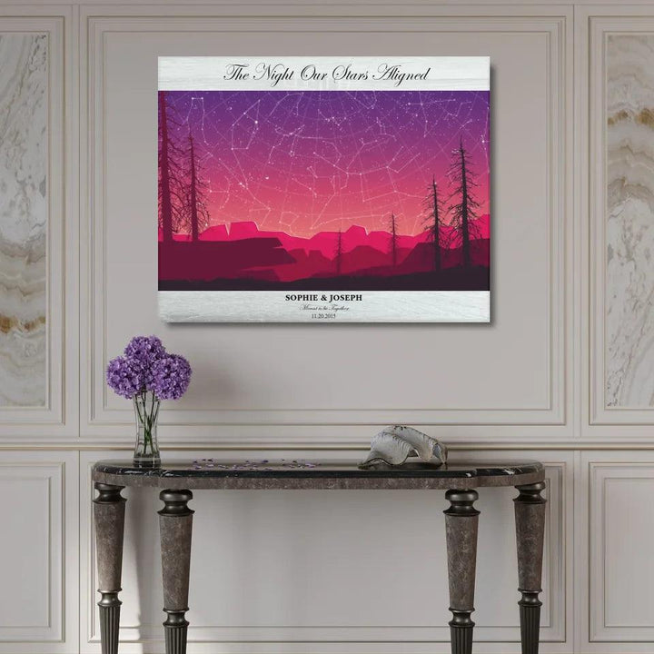 Custom Wall Art - Crimson Landscape Star Map - ARTFULANE