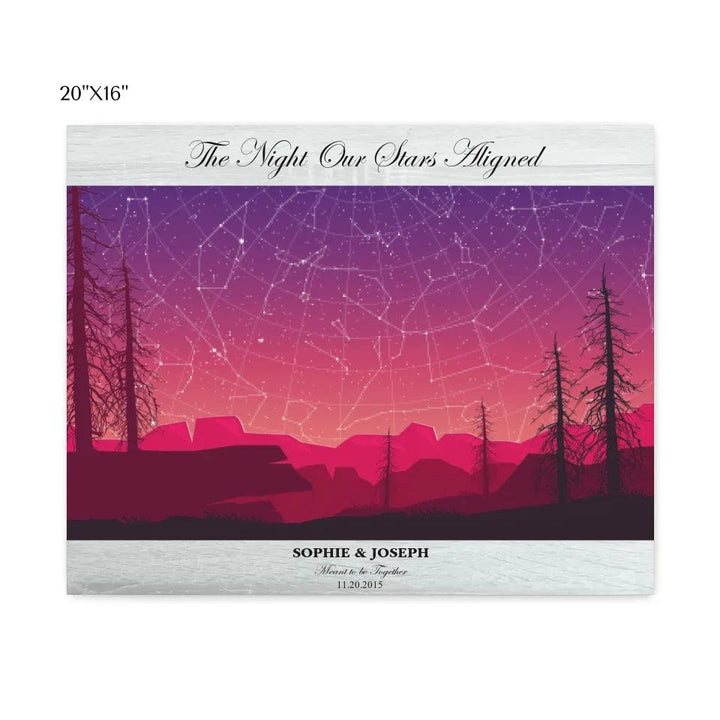 Custom Wall Art - Crimson Landscape Star Map - ARTFULANE