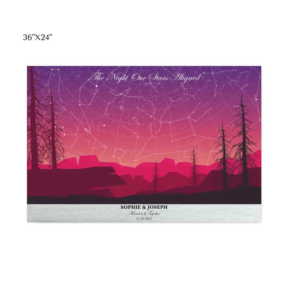 Custom Wall Art - Crimson Landscape Star Map - ARTFULANE