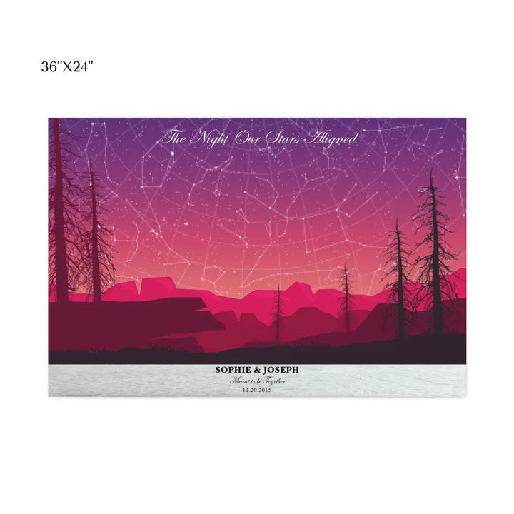 Custom Wall Art - Crimson Landscape Star Map - ARTFULANE