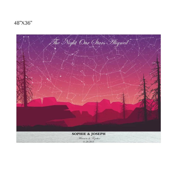 Custom Wall Art - Crimson Landscape Star Map - ARTFULANE
