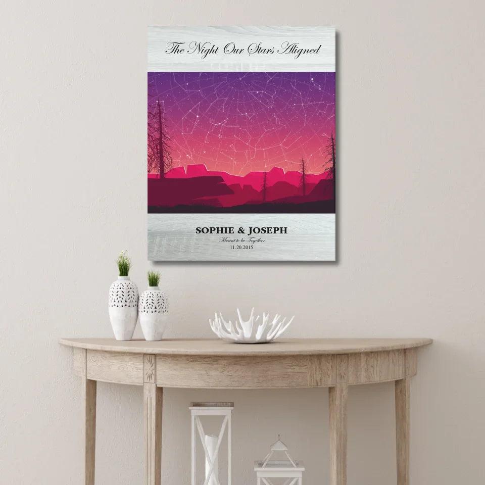 Custom Wall Art - Crimson Landscape Star Map - ARTFULANE