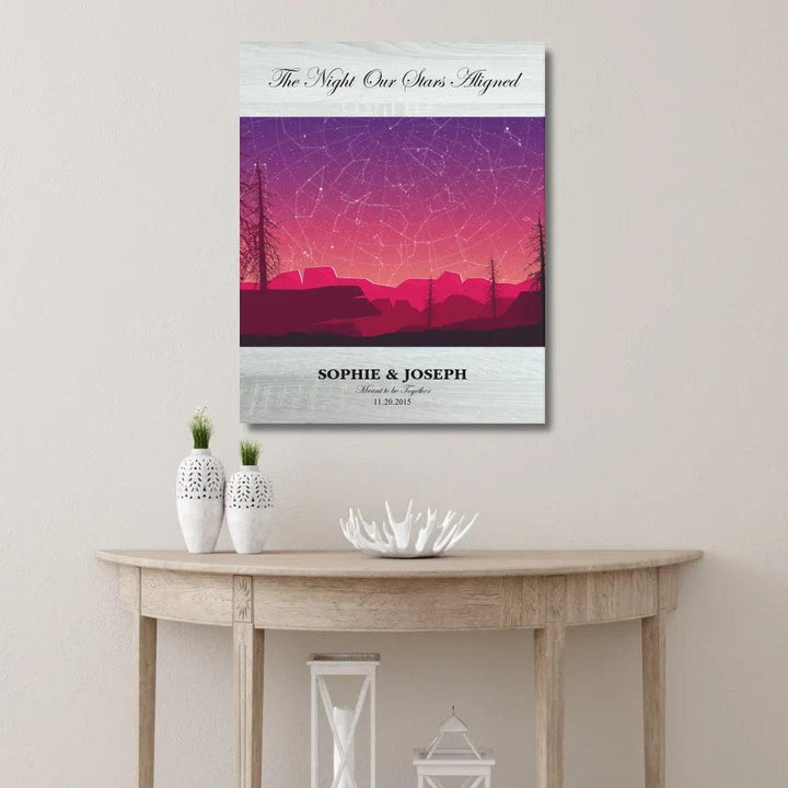 Custom Wall Art - Crimson Landscape Star Map - ARTFULANE