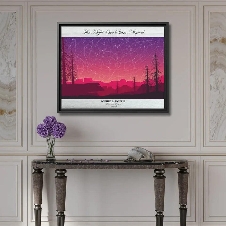 Custom Wall Art - Crimson Landscape Star Map - ARTFULANE