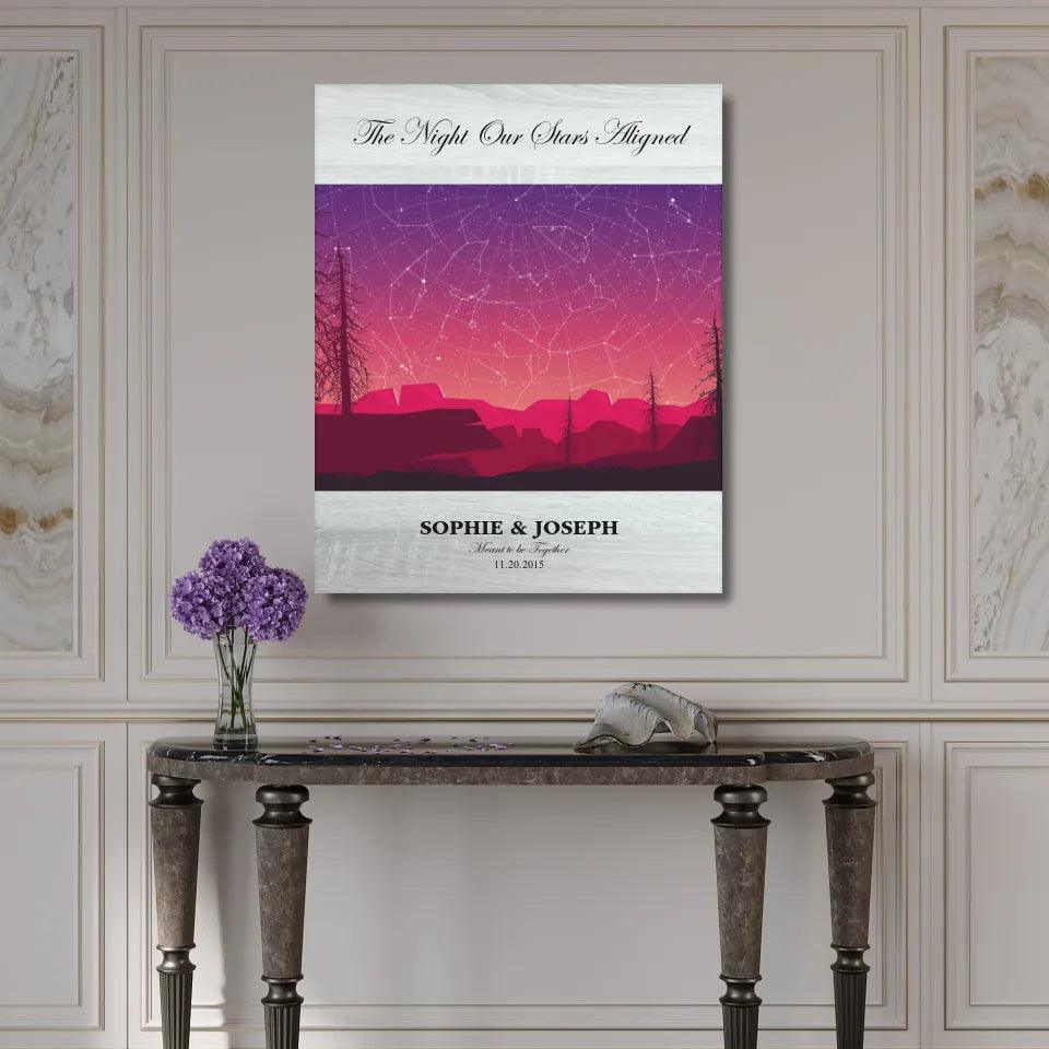 Custom Wall Art - Crimson Landscape Star Map - ARTFULANE