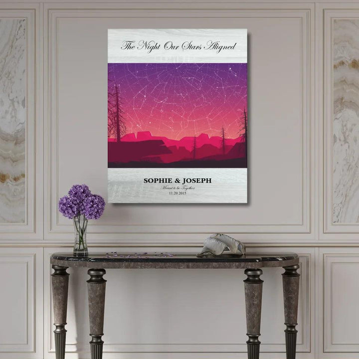 Custom Wall Art - Crimson Landscape Star Map - ARTFULANE